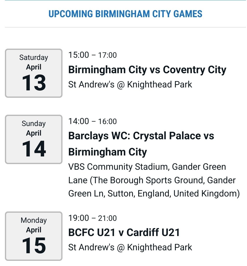 It's another 3-day #BCFC footy feast where the Men's team face Coventry today, the Women's team are down at Crystal Palace tomorrow and the #BCFCu21s meet Cardiff on Monday at home!

#BCFCWomen #KRO