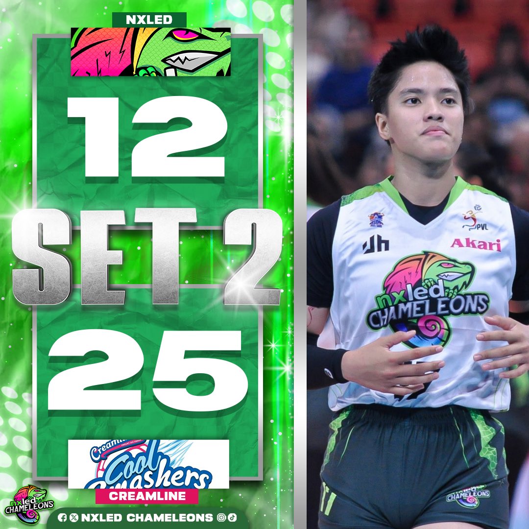 Chameleons are down 0-2 after the second set. Hindi pa tapos! Laban lang, Nxled! 🦎 #NxledLockedIn #NxledNation #PVL2024 #TheHeartOfVolleyball 💚🦎🩶
