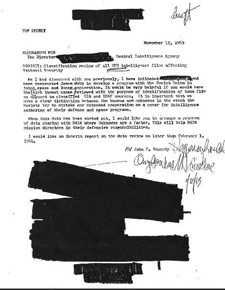 November 12, 1963 US President John F. Kennedy sent a letter to CIA Director John A. McCone demanding access to the UFO files. Ten days later he was dead. Full article: bit.ly/3PYIFHq