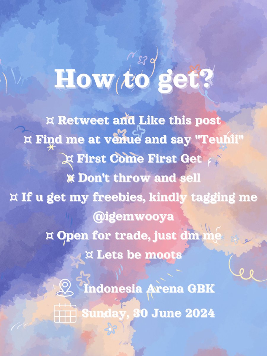igemwooya's tweet photo. ✨️𝐅𝐑𝐄𝐄𝐁𝐈𝐄𝐒 𝐓𝐑𝐄𝐀𝐒𝐔𝐑𝐄 𝐑𝐄𝐋𝐀𝐘 𝐓𝐎𝐔𝐑 𝐑𝐄𝐁𝐎𝐎𝐓 𝐈𝐍 𝐉𝐀𝐊𝐀𝐑𝐓𝐀✨
by @igemwooya 

🗓 Sunday, 30 June 2024 (Day 2 only)
📍 Indonesia Arena GBK
⏰️ TBA

🫶🏻 rt and likes are appreciated 🫶🏻

see you at venue teume-! 🩵
#TREASURE_REBOOT_IN_JAKARTA https://t.co/7HLaXog7cN