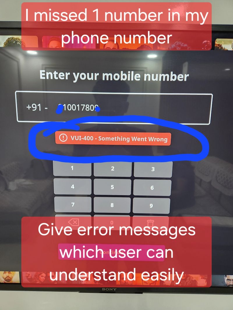 #21days21tips Showing specific error messages can help the end user to use your app easily.
@ZEE5Global  while I was trying to login gave an error message
VUI-400 -something went wrong

While I noticed it, some other user might have gone away saying they cant login
<a href="/TheTestChat/">The Test Chat</a>