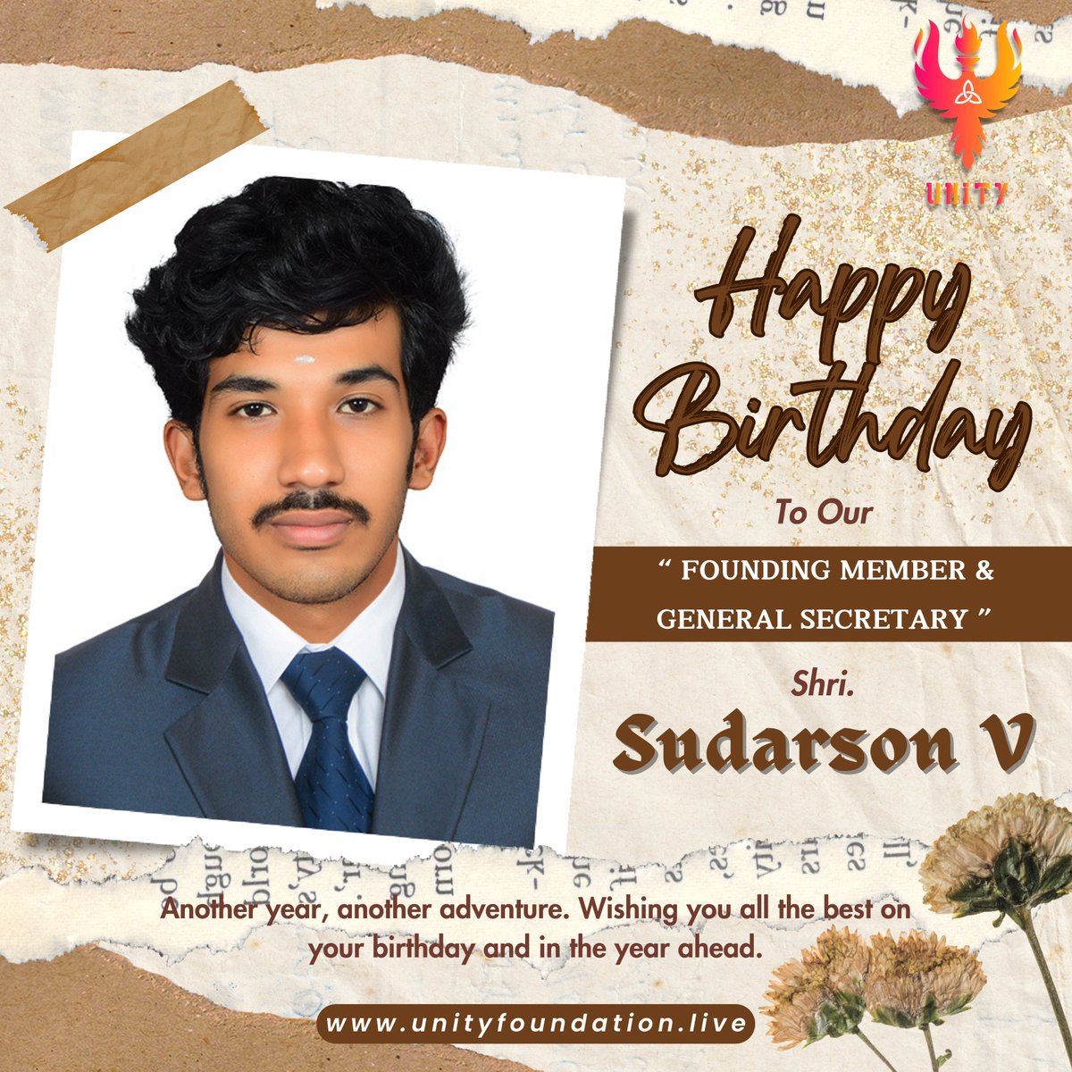Unity_Offic's tweet photo. Happy Birthday to the Founding Member &amp; General Secretary "Sudarson V". Your dedication and leadership have undoubtedly made a positive impact on the community. May this special day be filled with joy, celebration and positive change. #Puducherry #UnityFoundation #HappyBirthday https://t.co/FfLDyEifZL