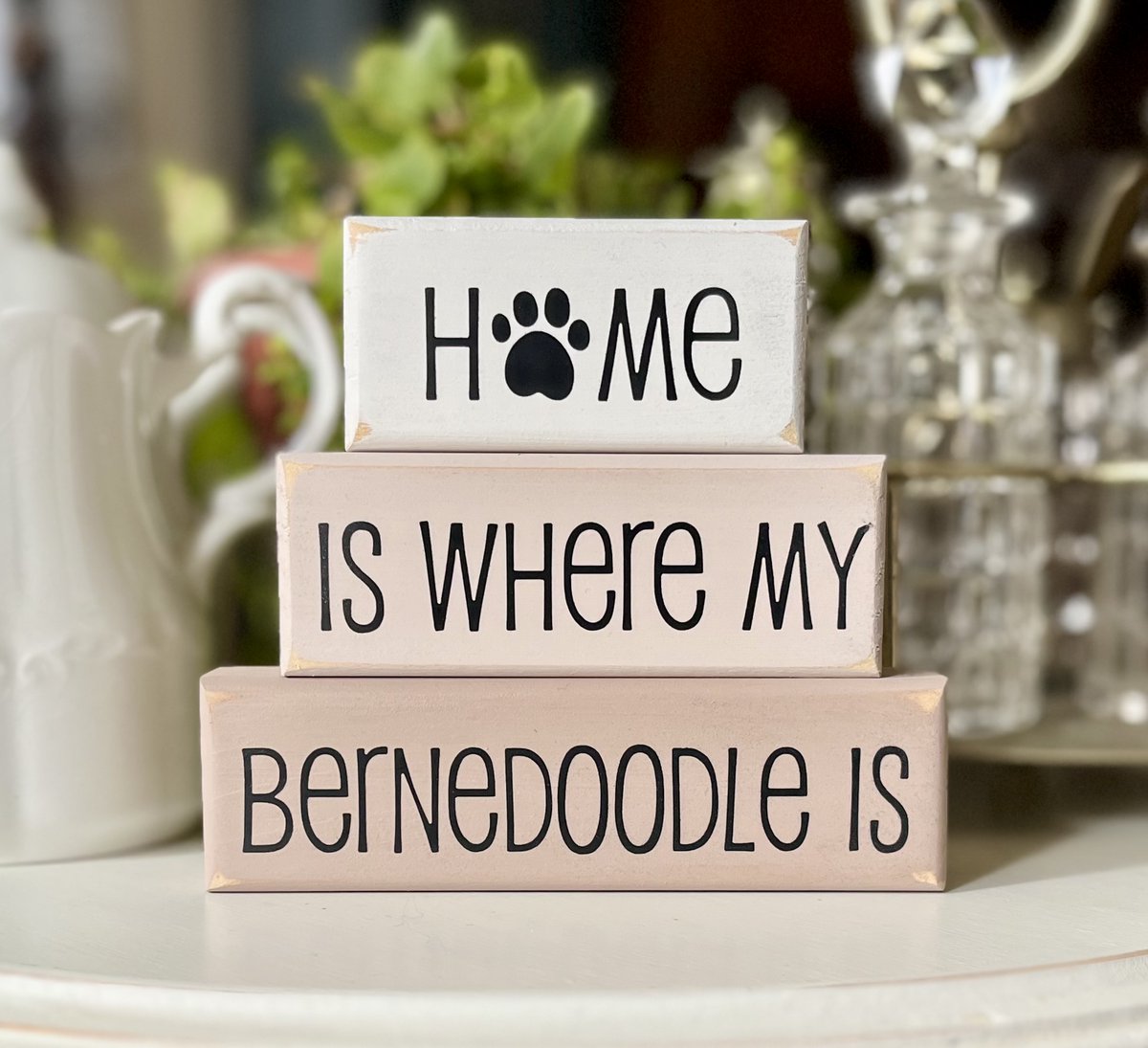 Home Is Where My Bernedoodle Is / Stacking Blocks #CustomDogSign #TieredTrayDecor  Pet Decor #GiftforDogMom  #DoodleMama  2 sizes #smilett22 etsy.me/3WfSyEX via @Etsy