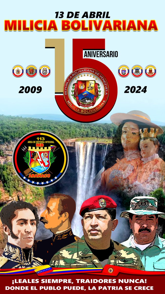 Adi113A's tweet photo. #15AniversarioMB Las Milicianas y Milicianos del ADI 113 ARAWACO @Adi113A nos encontramos de fiesta por celebrarse el día de hoy 15 Años de creación de nuestra querida y victoriosa @Milicia_B1
 LOS BUENOS SOMOS MÁS
#FANB 
@NicolasMaduro 
@vladimirpadrino 
@opermarcano4 https://t.co/NBYIK6RywM