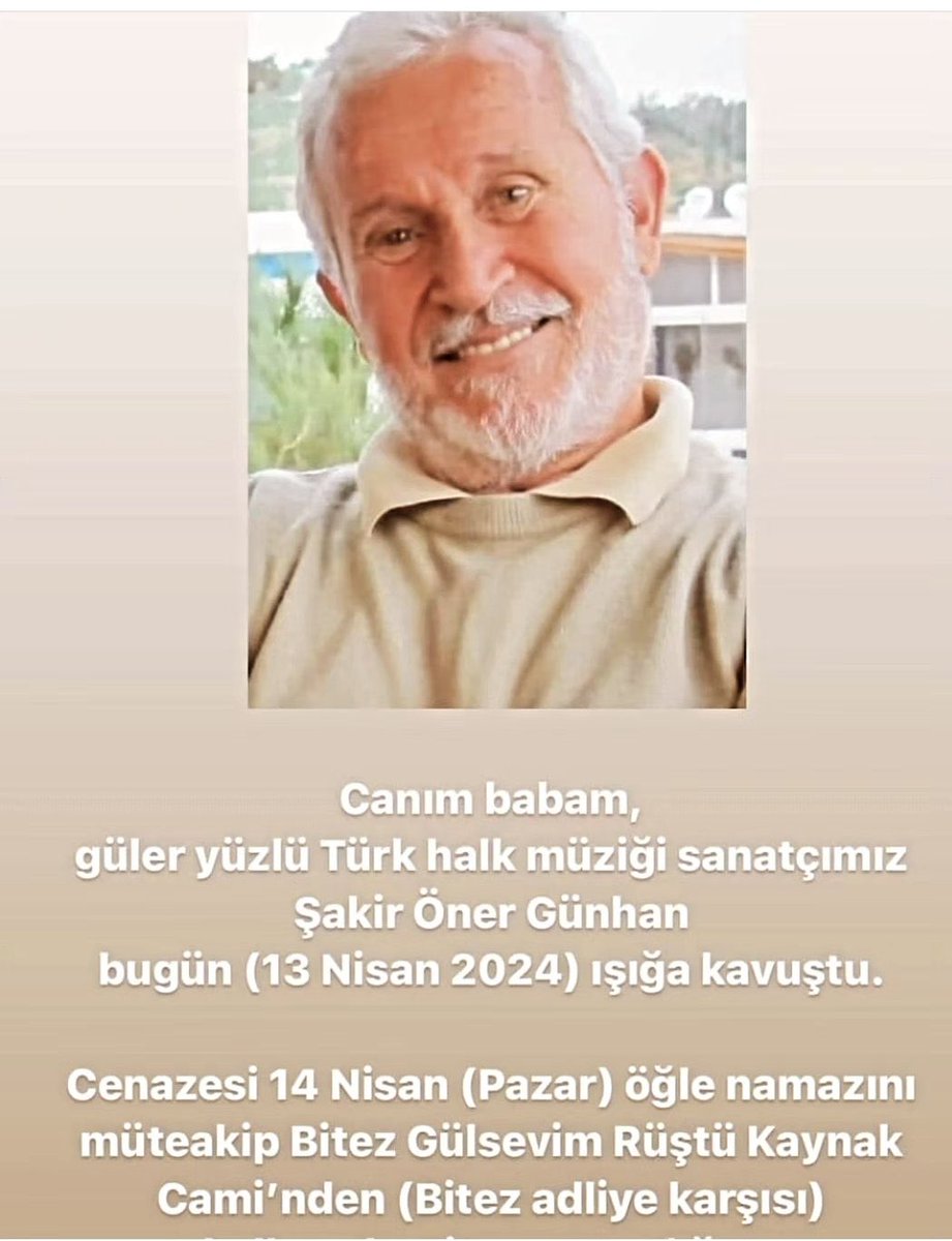 Ah be, çocukluğum, TRT günleri, çiçekler arasında güzel güzel bakarak söylediği türküler… Birkaç gün önce andım nasılsa. Yakınlarına sabır diliyorum.