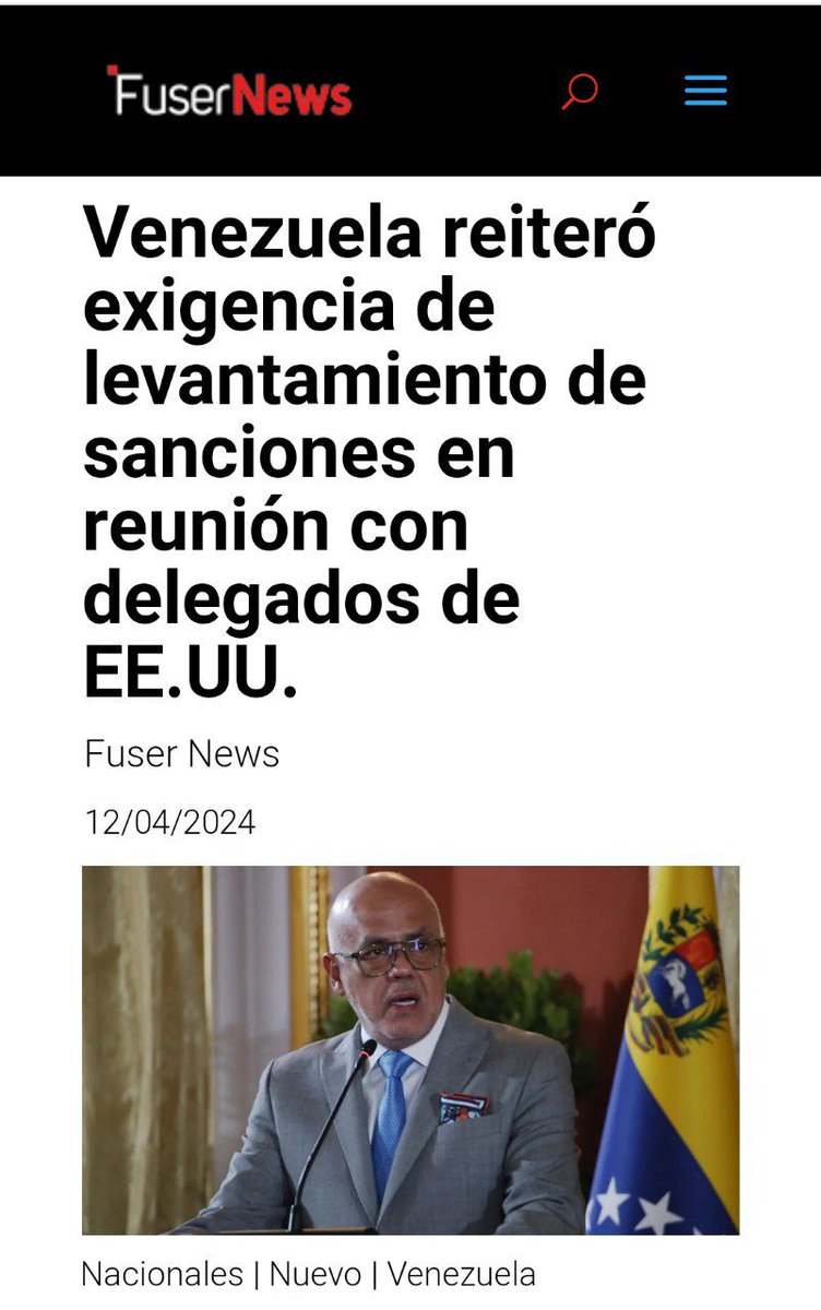 Afectan nuestro derecho a la vida plena y en paz y agreden el derecho internacional y la carta de Naciones Unidas Venezuela reiteró exigencia de levantamiento de sanciones en reunión con delegados de EE.UU. El jefe de la delegación de diálogo del Gobierno de Venezuela, Jorge…