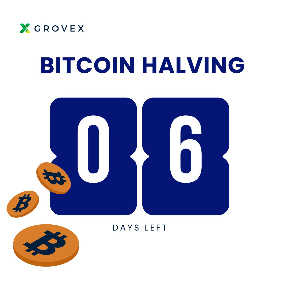 Countdown Alert! ⌛
Only 6 days left until the #BitcoinHalving! #cryptocurrency #GroveX