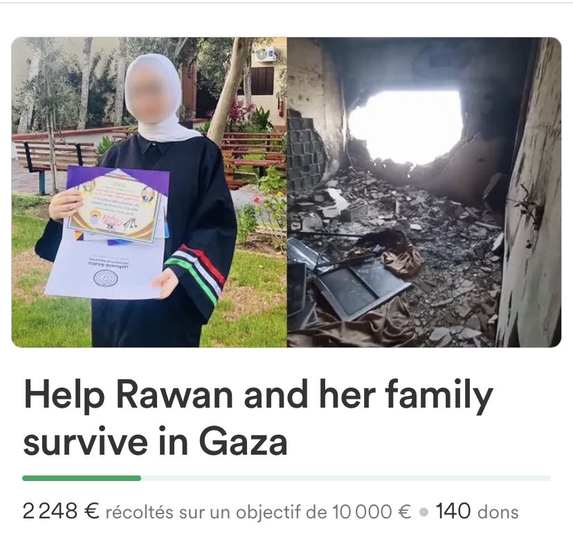 Hi! If you could help with this fundraiser it would be awesome ! 
The situation is getting worse in Gaza and they need money to treat her mom who has cancer and take care of her pregnant sister who only has two months left ! 
Every amount is fine 💕

gofund.me/2b56f353