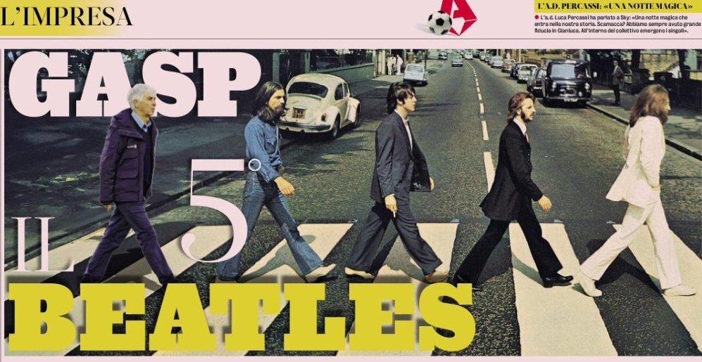 Gazzetta Dello Sport have made Gian Piero Gasperini the 5th member of The Beatles following the win against Liverpool. 💪💙🖤 📸 Football Italia