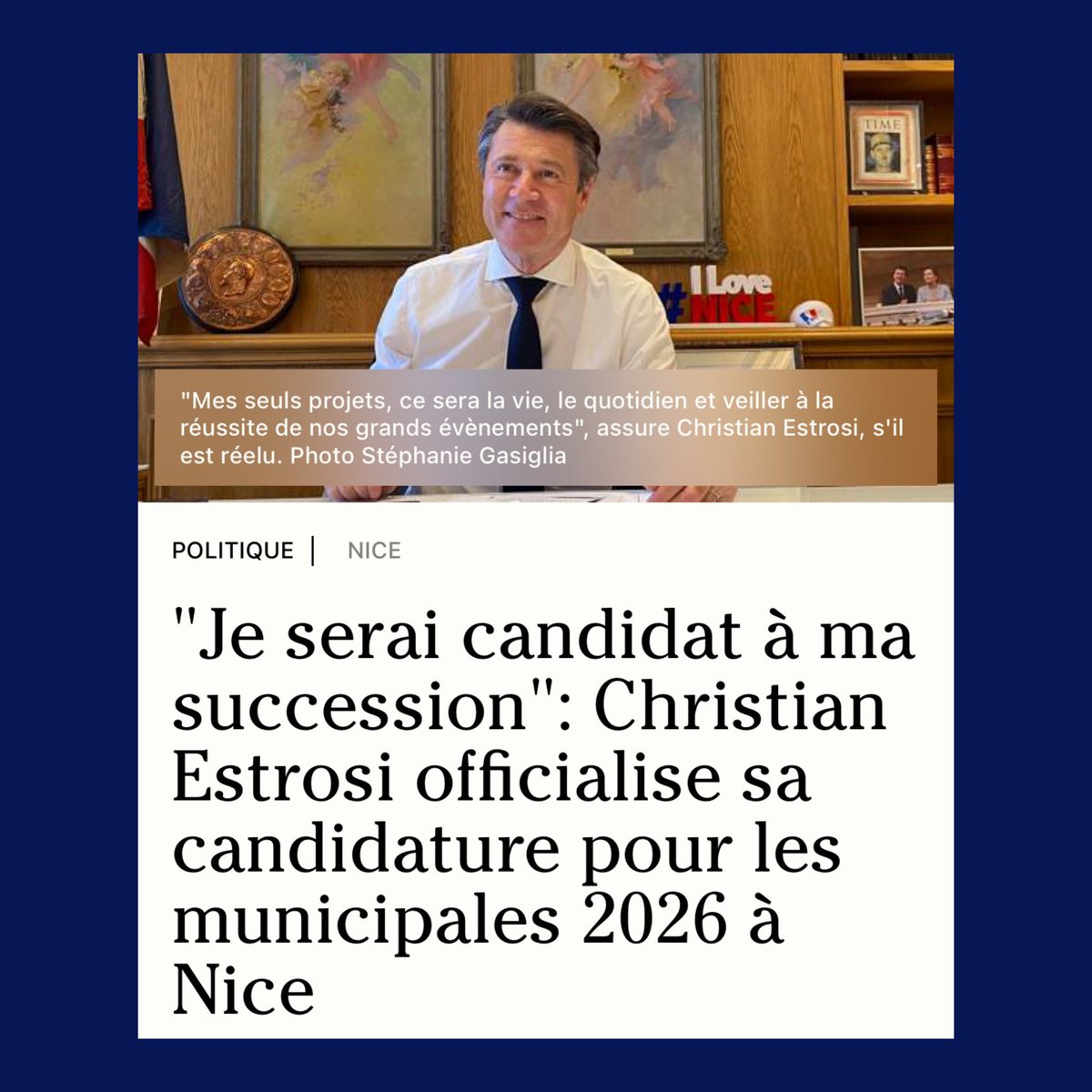 Engagé, passionné et si fier d’accompagner quotidiennement notre Maire Christian Estrosi au service de tous les Niçois. 

Nous sommes collectivement déterminés à l’amener vers la victoire. 
En avant 2️⃣0️⃣2️⃣6️⃣ ! 

#municipales2026 #estrosi #maire #ilovenice #horizons #candidature