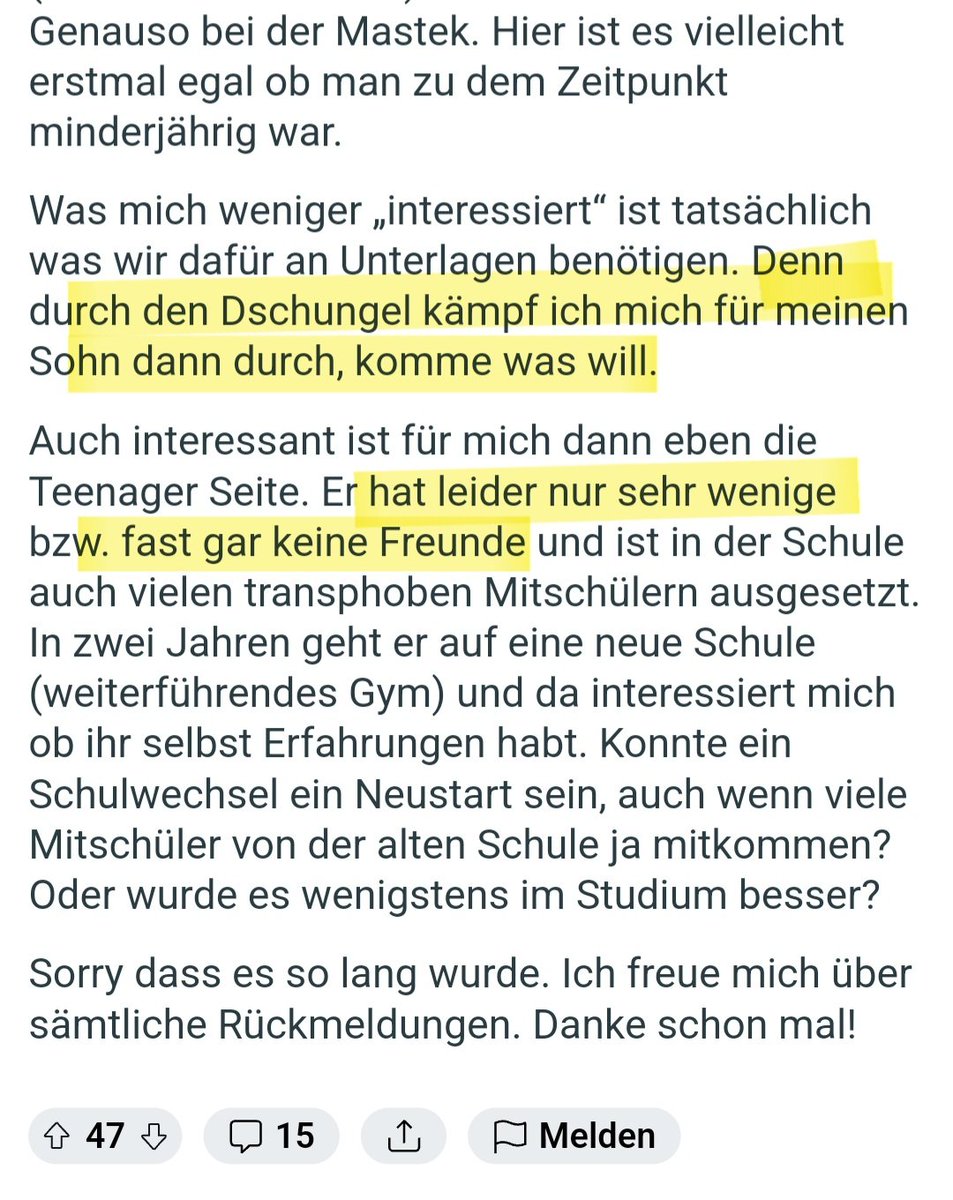 1. Aufopfernde alleinerziehende Mami ist bereit sich durch den Papierdschungel zu 'kämpfen', um ihrer 15-jährigen Tochter die Brüste amputieren zu lassen. Sie fragt bei Reddit / Germantrans nach wie das am besten geht. #Selbstbestimmungesgesetz ▶️reddit.com/r/germantrans/…