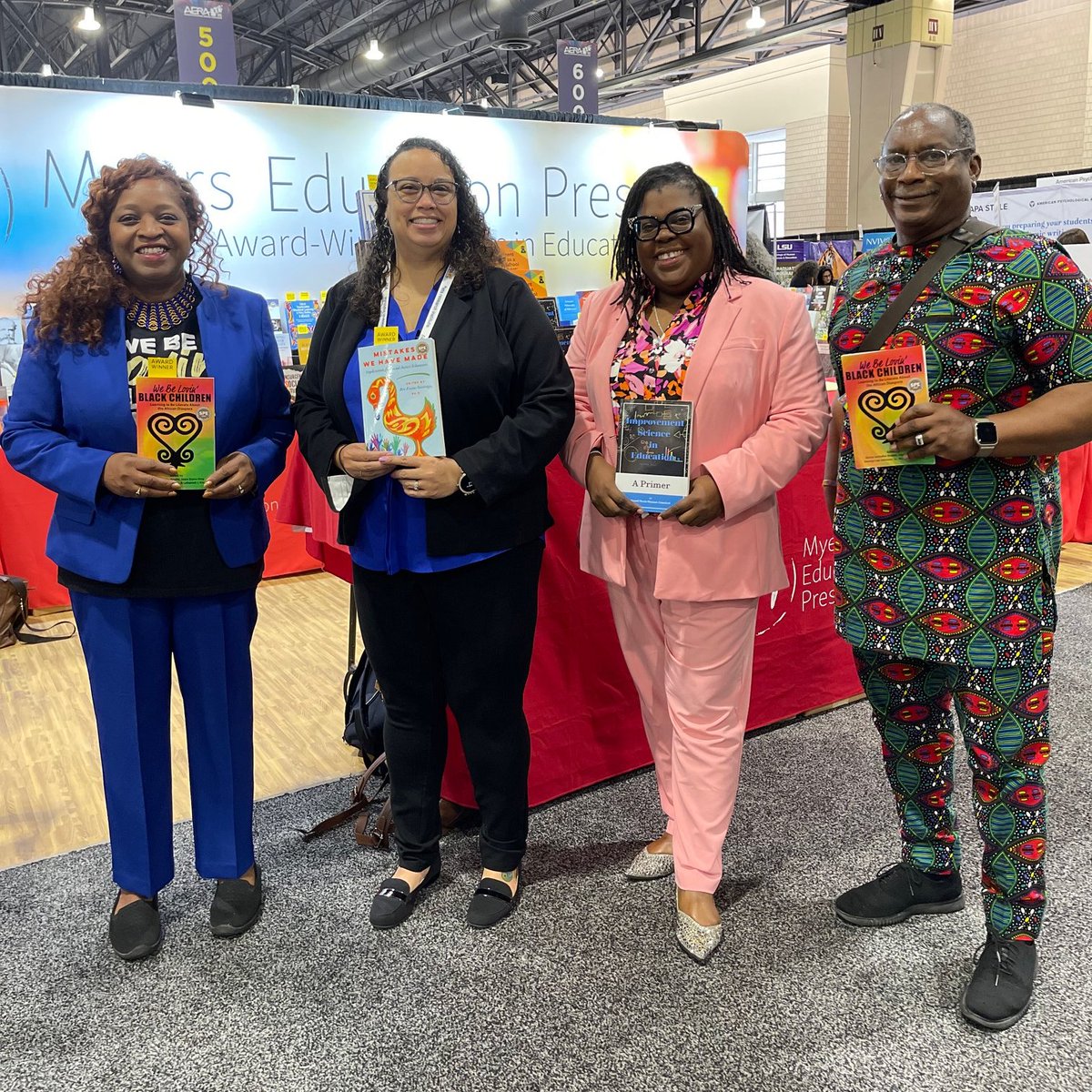 We love catching up with our authors at #AERA2024! Featured from left to right: Gloria Swindler Boutte, Bre Evans-Santiago, Brandi Nicole Hinnant-Crawford, and George Lee Johnson, Jr.

#diversity #improvementscience #curriculum #educationalequity #schoolreform #teaching #race