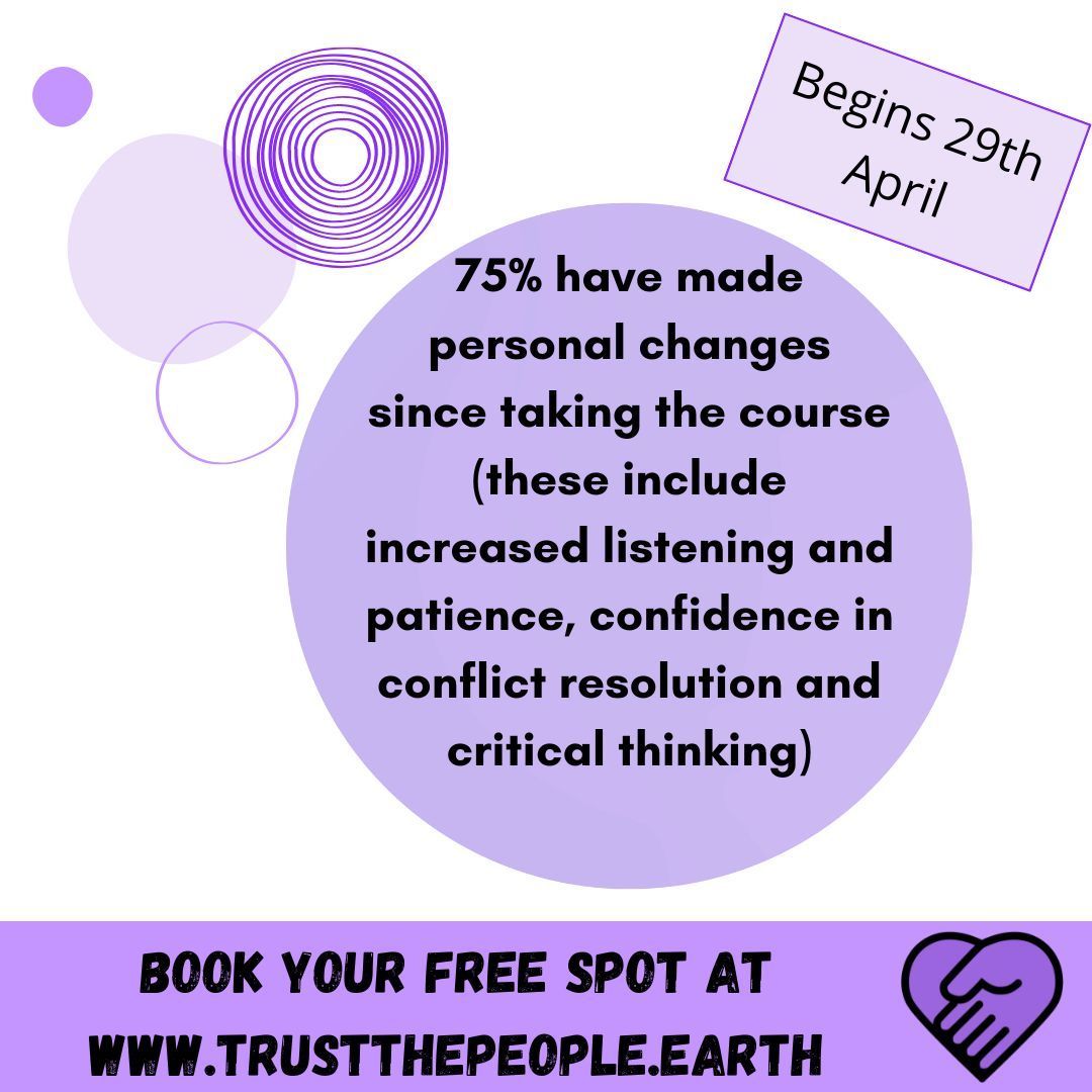 Our FREE 4 week online course that takes you through different aspects of community building kicks off on Mon 29th April.

Sign up at trustthepeople.earth! 

#change #democracy #peoplepower