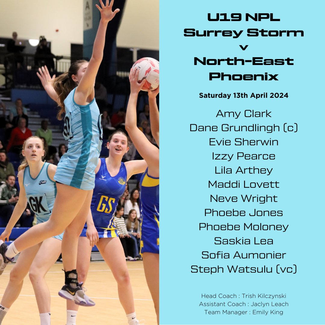 Next up today are our #u19 team taking on @PathwayNorth at 12.45pm #proudcoach #gameday aStormisComing #Netball