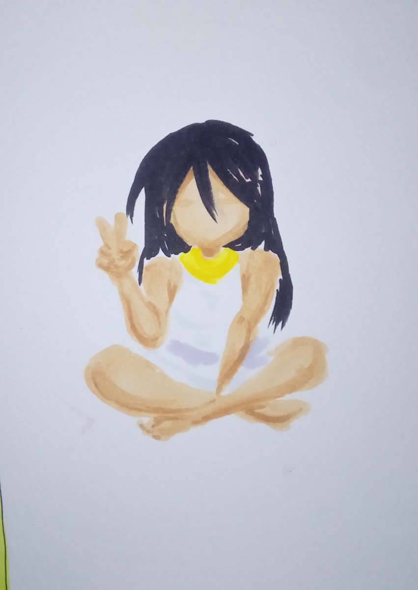 「主線無しで色だけ塗るみたいなのにちょっと憧れがあるけど難しいナ。あと、憧れはある」|かぷちぃののイラスト