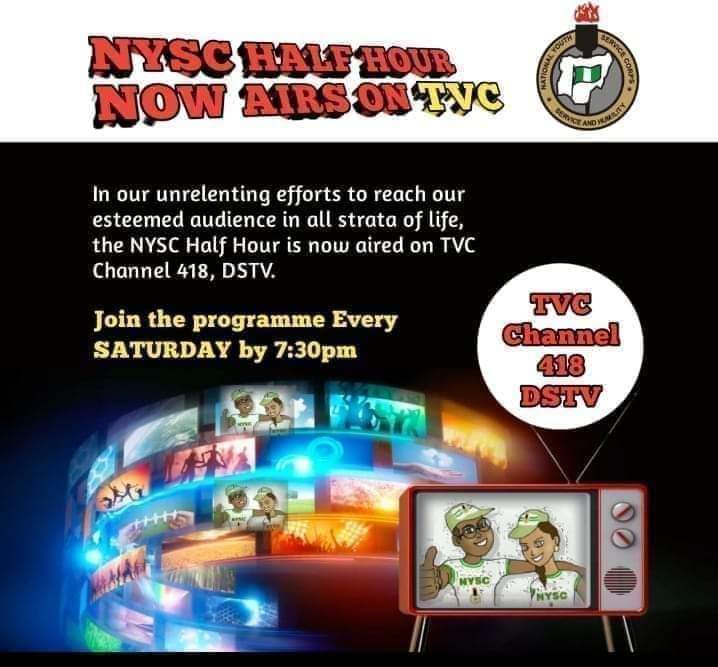 Watch NYSC Half Hour Tonight Saturday 13/4/24 by 7:30pm on TVC