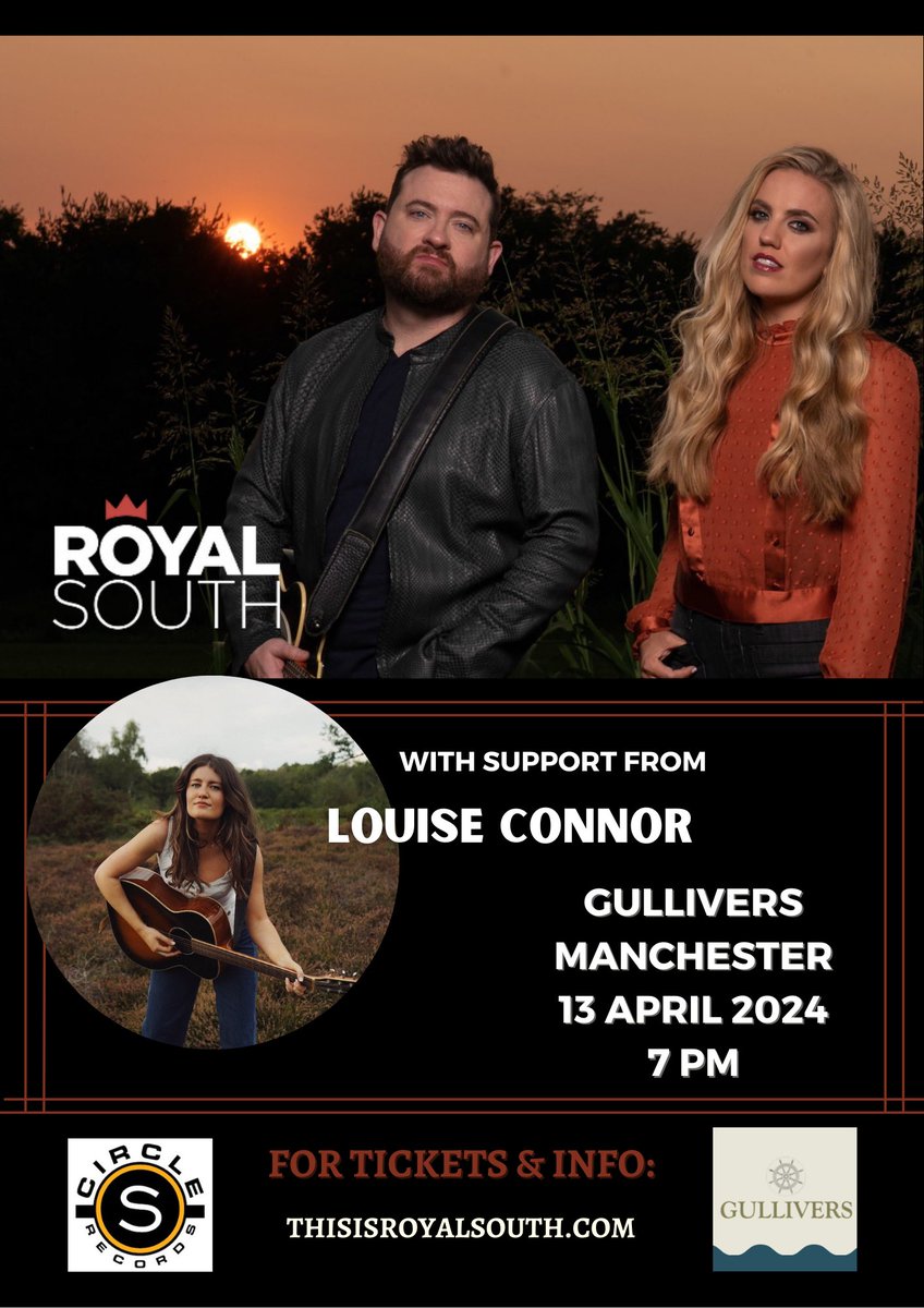 MANCHESTER TONIGHT 🎶 Doors: 7pm Louise Connor: 7:30pm Royal South: 8:30pm Limited tickets available on the door for £20. Purchase tickets in advance at linktr.ee/royalsouthtour Merch sales can be paid with card, but cash or PayPal is preferred 🙂