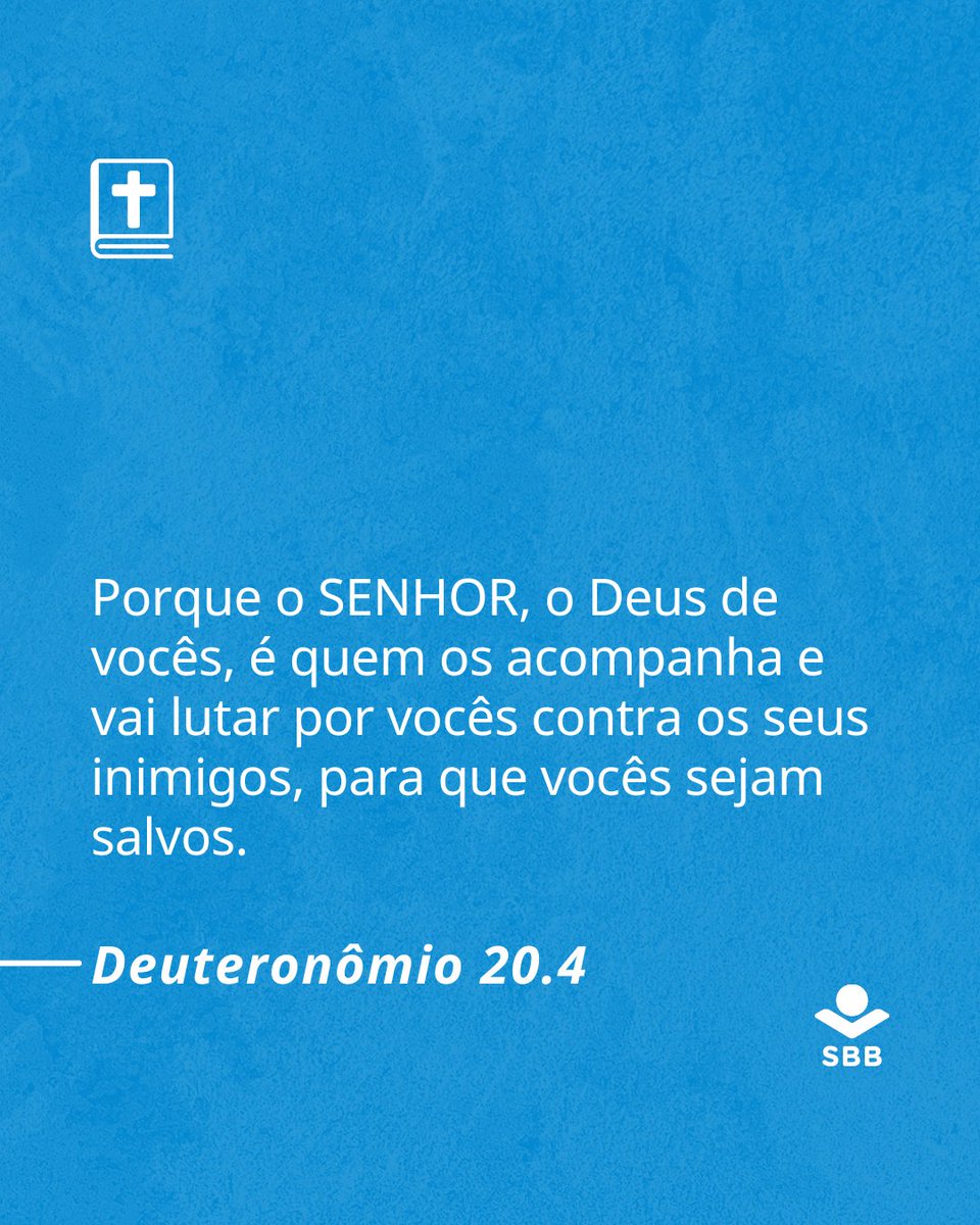__SBB's tweet photo. "Porque o SENHOR, o Deus de vocês, é quem os acompanha e vai lutar por vocês contra os seus inimigos, para que vocês sejam salvos."

📖 Deuteronômio 20.4
Confira na Bíblia Dia e Noite – 365 dias com a Palavra.
#SBB #leiaabíblia #bíbliaNAA #semeandoaPalavra #reflexao https://t.co/yUxtGjhSK6