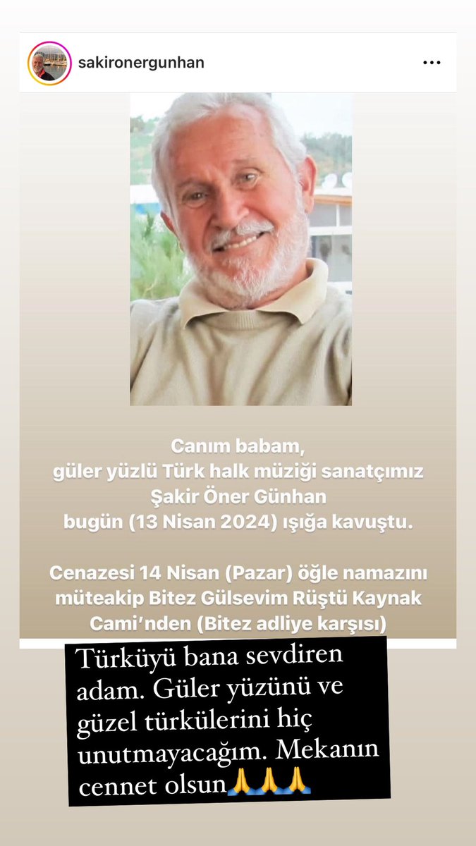 Mekanı cennet olsun. Çok üzüldüm🥲🙏 #şakirönergünhan