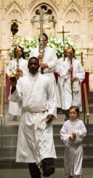 Thinking about symbolism of entrance procession at Mass, I have: • reminds us of pilgrimage from earth via nave to heaven into sanctuary • welcomes Jesus, present in priest “in persona Christi” • shows us Jesus’ ascent to Calvary where sacrifice is offered Anything else?