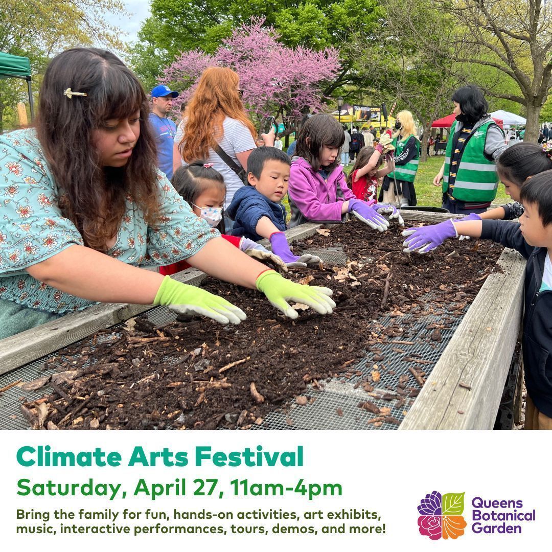 📆 SAVE THE DATE 📆 for Climate Arts Festival on Sat, 4/27, at @queensbotanicl🌞 Celebrate #EarthMonth with us & bring the whole family 🎋 Check out the @qplnyc tables to learn more about our new season of the podcast🥳 #QBGClimateArtsFestival 🎟️- buff.ly/4d4cfp8