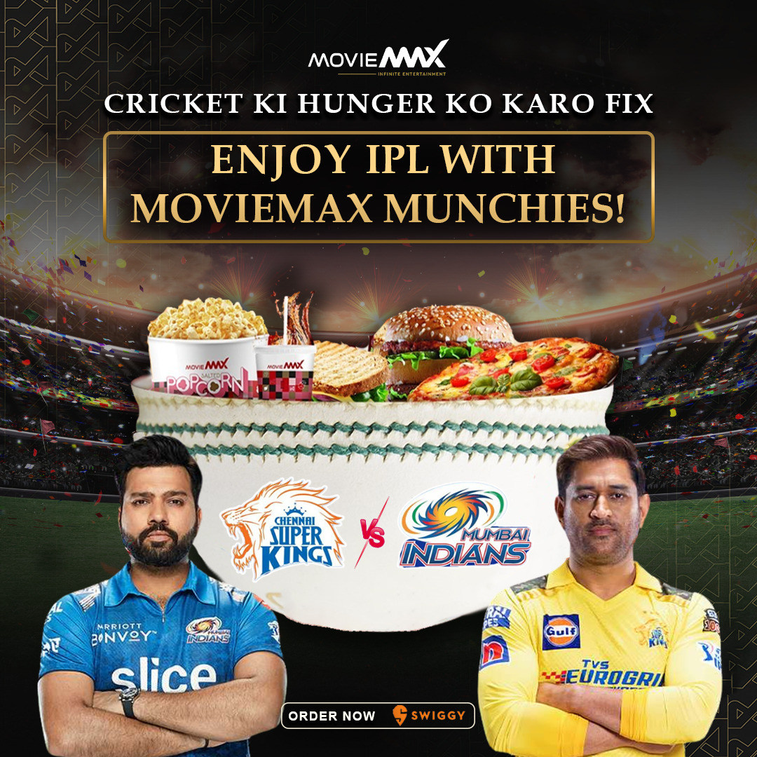 Score big on cricket fever with #MovieMax delights! 
Catch the epic clash between #MI and #CSK while indulging in your favorite snacks. #IPL just got tastier!

Swiggy now!
.
#MovieMaxOfficial #MovieMaxFood #CricketLovers #MIvsCSK #MSDhoni