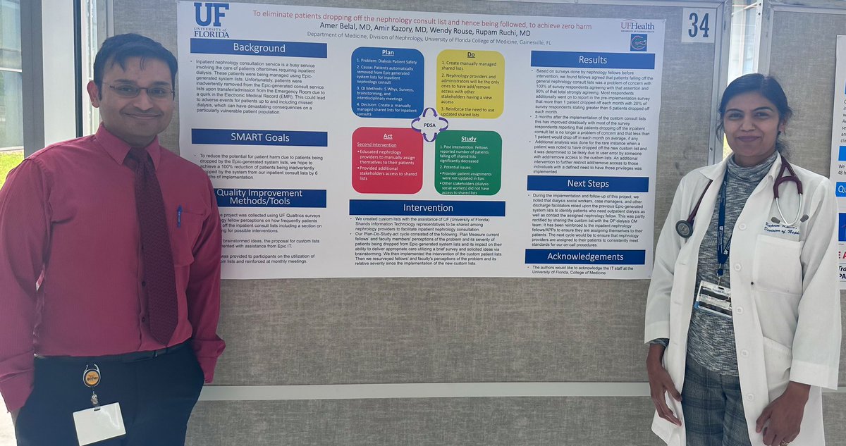 Presented our Quality poster at Quality week! With <a href="/AmerBelalMD/">Amer Belal</a>, such a pleasure to work with him! <a href="/UFNephrology/">UFNephrology</a> <a href="/AmirKazory/">Amir Kazory</a> <a href="/UFMedicine/">UF Medicine</a>