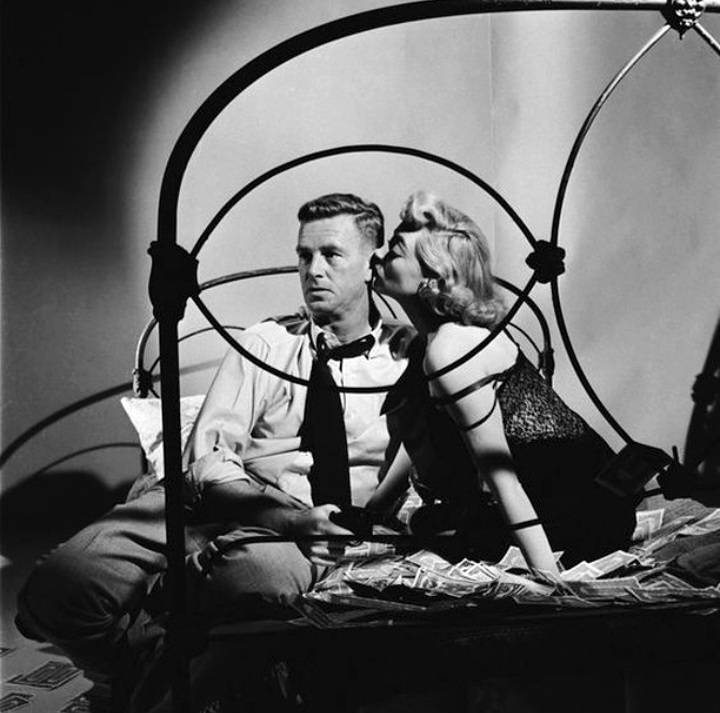 'You'd sell out your own mother for a piece of fudge, but you're smart along with it. Smart enough to know when to sail and when to sit tight and you know you better sit tight in this case.' Sterling Hayden and Marie Windsor in Stanley Kubrick's masterful heist movie The Killing.