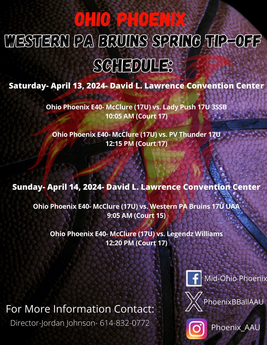 PhoenixBBallAAU's tweet photo. Ohio Phoenix E40- McClure 17U 

Tips Off The Season Officially At The Western PA Bruins Spring Tip Off @WPABruinsTipOff 

College Coaches Check Out Our 17U Players:

@MSJ_WomensHoops @AlleghenyWBB @GburgWBB @TUWBX @BresciaWBB @buwbb_huskies @CALU_wbb @CHC_WBB @ClarionWBB @ESU_WBB @BoroWBB @GannonWBB @HF_Athletics @IUP_WBB @Jefferson_WBB @KUBearsWBB
