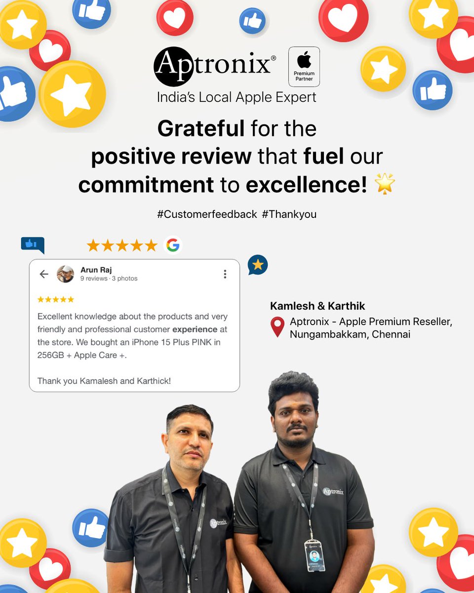 Thank you dear customers for being a part of Aptronix Family. 😍 #Aptronix #Apple #AppleIndia #AptronixIndia #ApplePremiumPartner #Review #GoodReview #GoogleReview #BestAppleReseller #BestApplePremiumReseller #BestApplePremiumPartner #CustomerFeedback