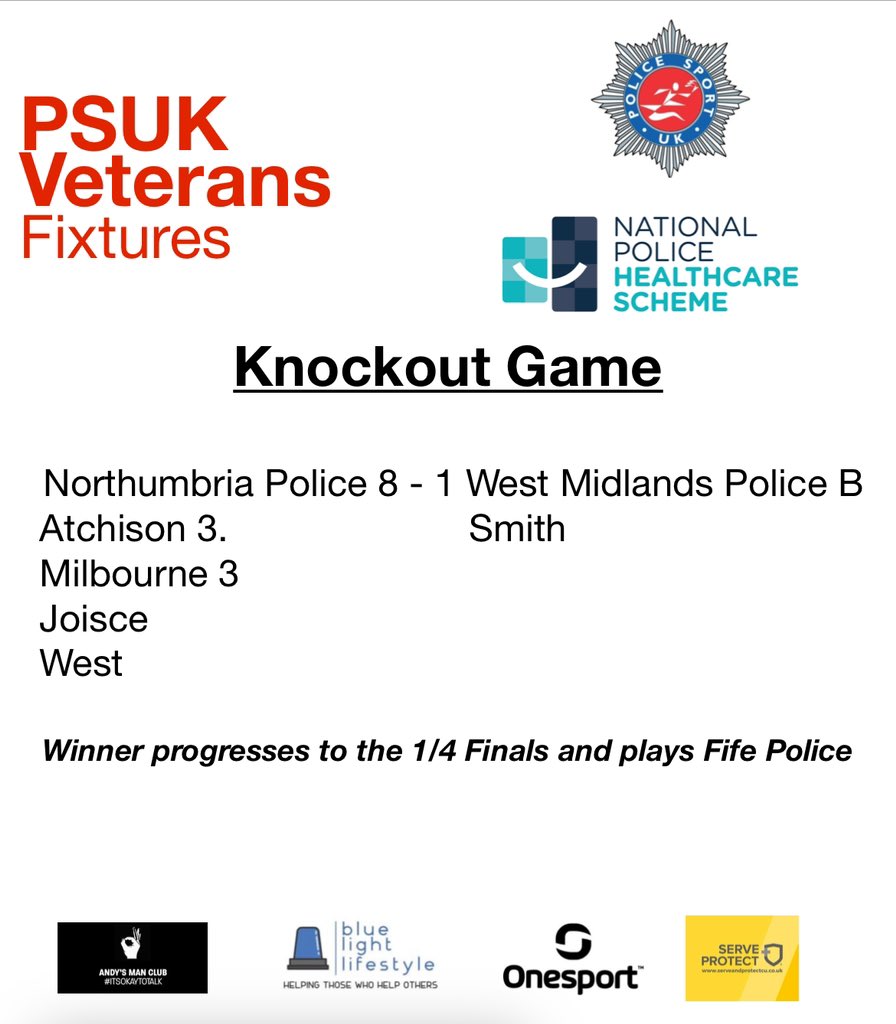 PSUK National Police Healthcare Scheme knockout game to progress to the Northern Last 8 @serveandprotect @Onesport @andysmanclubuk @TeamPoliceUK