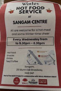 This @TheSangamCentre hot food service is continuing for Spring and they would welcome new volunteers…