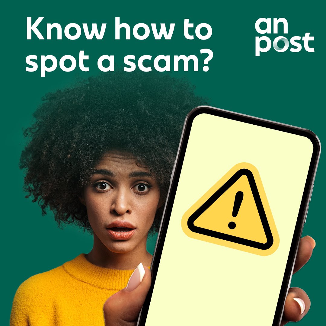 We are aware of fraudsters sending fake emails and texts to customers pretending to be from An Post. We are asking customers to remain vigilant and be 'scam aware'. For more information and tips to help you stay safe, please visit: anpost.com/security.