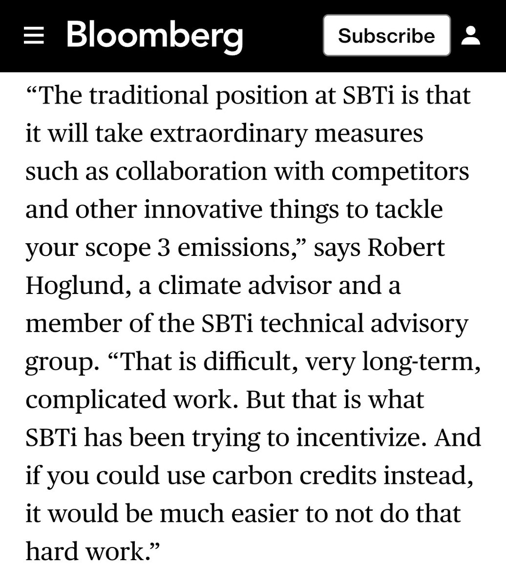 I was quoted in Bloomberg on the SBTi offsetting story. It seems impossible to reduce Scope 3, but I would argue it's just very hard and takes a lot of innovation, also on the measurement side. The use of some 'environmental attribute certificates' will however almost certainly…