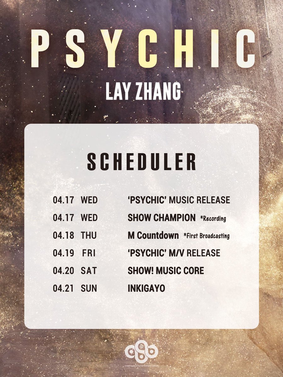 🔮 LAY ZHANG 'PSYCHIC' SCHEDULER 🔮 Details of the schedule will be announced through the cafe below. 👇 👇 👇 🎉Chromosome Entertainment Group KR Official Fancafe OPEN🎉 cafe.daum.net/Chromosome-ent #Layzhang #PSYCHIC