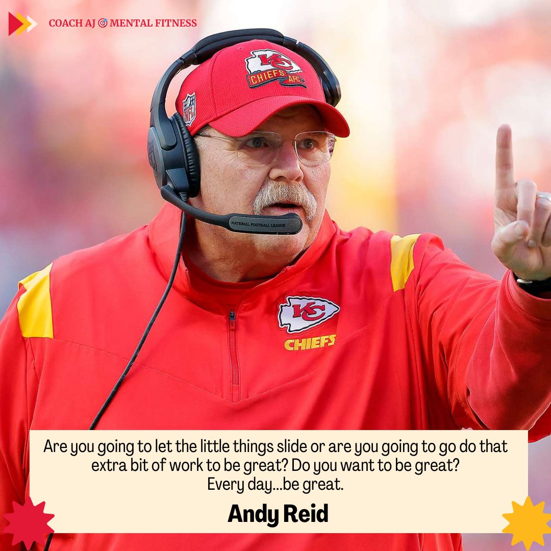 Andy Reid said, 'Are you going to let the little things slide or are you going to go do that extra bit of work to be great? Do you want to be great? Every day...be great.' You're either setting the standard or allowing it to happen. Accountability starts with you. It means…