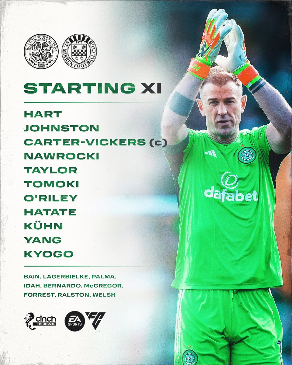 📋 Here's how the Celts line up against St Mirren at Paradise! 🟢⚪️  

#CELSTM | #cinchPrem | #COYBIG🍀