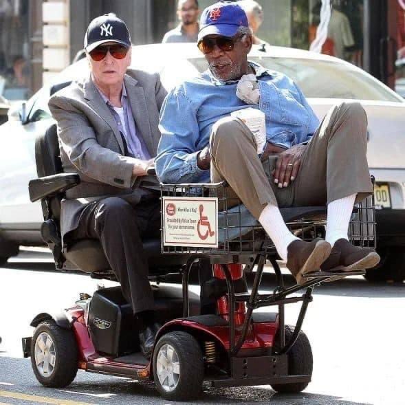 Good friends, Sir Michael Caine and Morgan Freeman. They see me rollin', they hatin'. Don’t lose that young spirit inside, Happy Saturday✌🏾