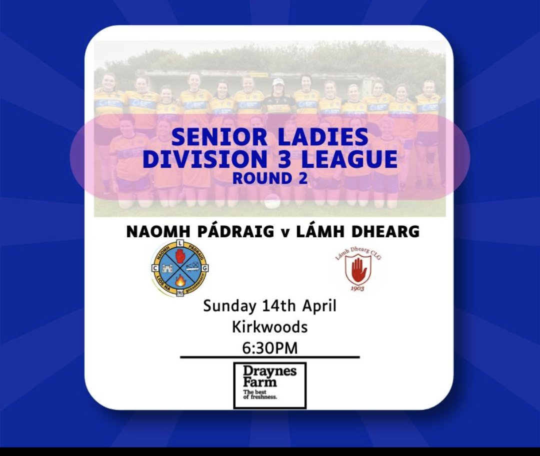 🇺🇦 Good luck to our senior ladies who play Lámh Dhearg CLG tomorrow evening 🇺🇦 🇺🇦 Throw in 6.30pm @ Kirkwood's 🇺🇦 🇺🇦 Let's get out and cheer them on 🇺🇦 🟡🔵