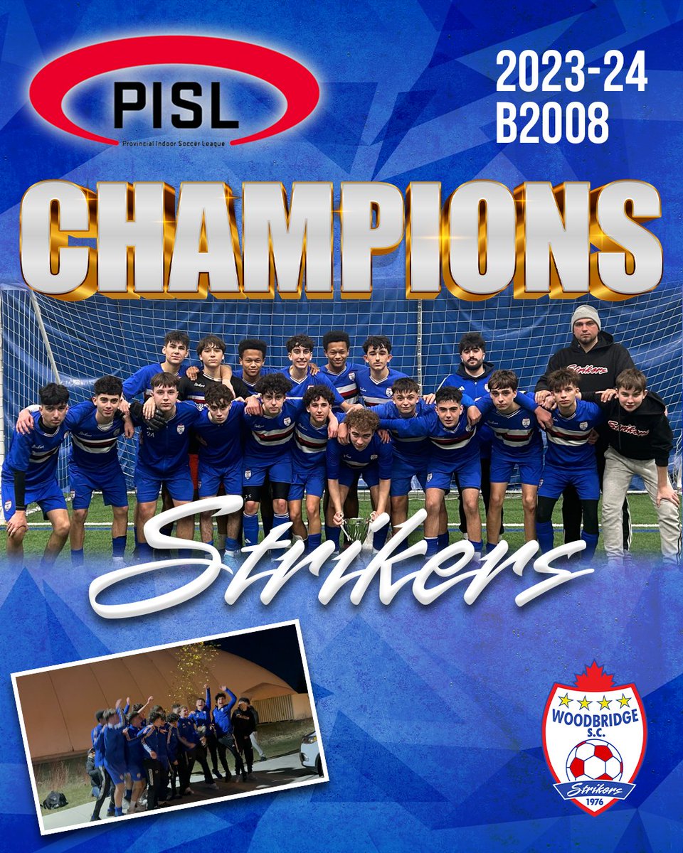 🏆🥇 Congratulations to our phenomenal Woodbridge Soccer Boys 2008 Team on clinching the PISL Championship! 🎉⚽️ You've shown incredible skill, teamwork, and determination throughout the season, and your hard work has paid off! The future is bright for these talented boys!