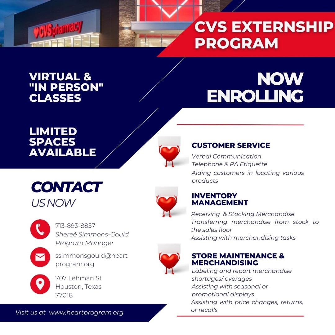 Our CVS training program is just around the corner. Don't miss out on this amazing opportunity to enhance your skills and advance your career. Call Sheree at 713-893-8857 to secure your spot today! #CVStraining #careerdevelopment #dontmissit