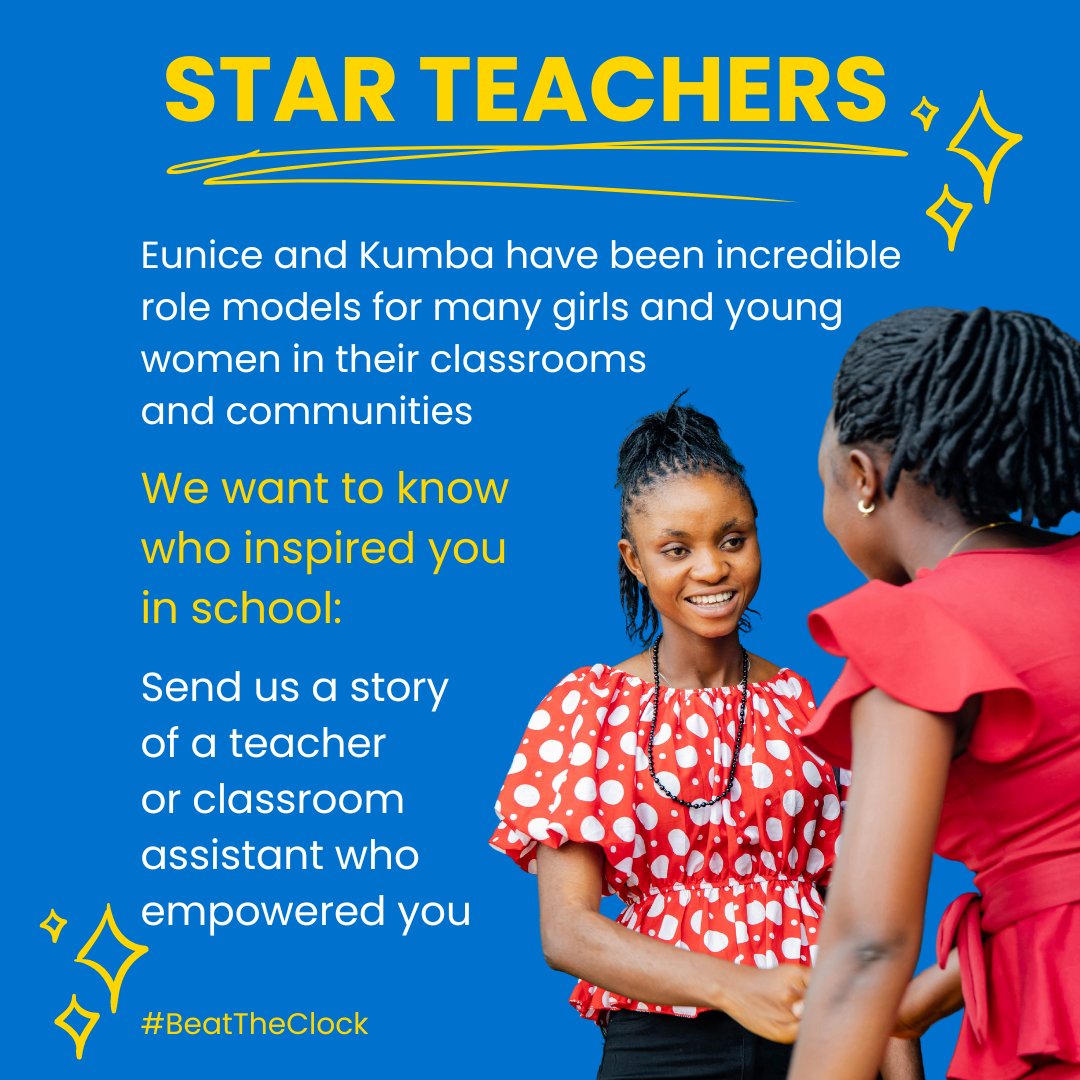 📚Teachers who inspire✨ We want to hear from YOU! Comment below or send us a direct message about a teacher who inspired you in school and why! We will be publishing the best stories to our website💙 #BeatTheClock #UntilWeAreAllEqual #Inspiring #Teachers #GirlsRights