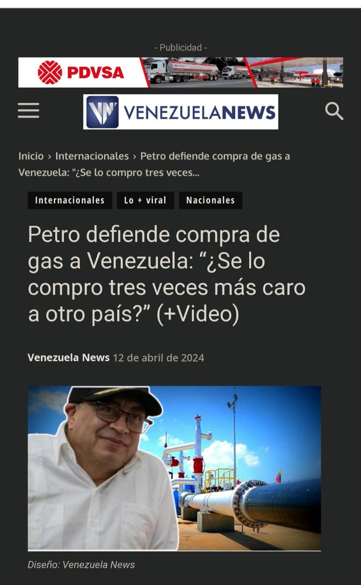 '¿Se lo compro tres veces más caro a otro país?' En un discurso pronunciado este viernes #12abr, el Presidente de Colombia, Gustavo Petro defiende compra de gas a Venezuela: “Explíquenme, ¿por qué es muy inteligente la decisión de importar un gas cuatro veces más caro que el que…