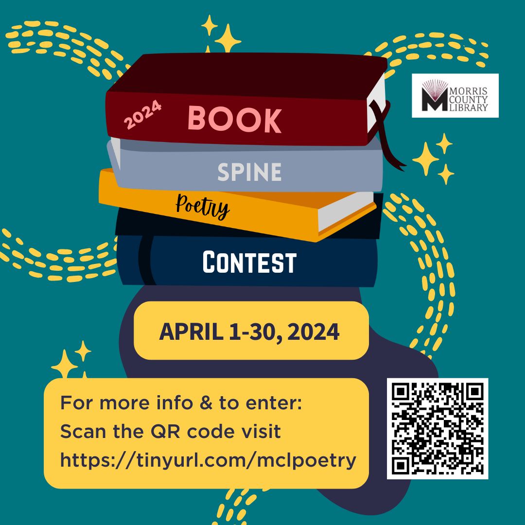 We're about halfway through our Book Spine Poetry Contest -- waxing poetic may win you a prize.  For details and to enter, please visit:

ow.ly/SirV50RflK1
.
.
#NationalPoetryMonth #Poetry #MCL #MorrisCountyLibrary #MorrisCounty #MorrisCountyNJ