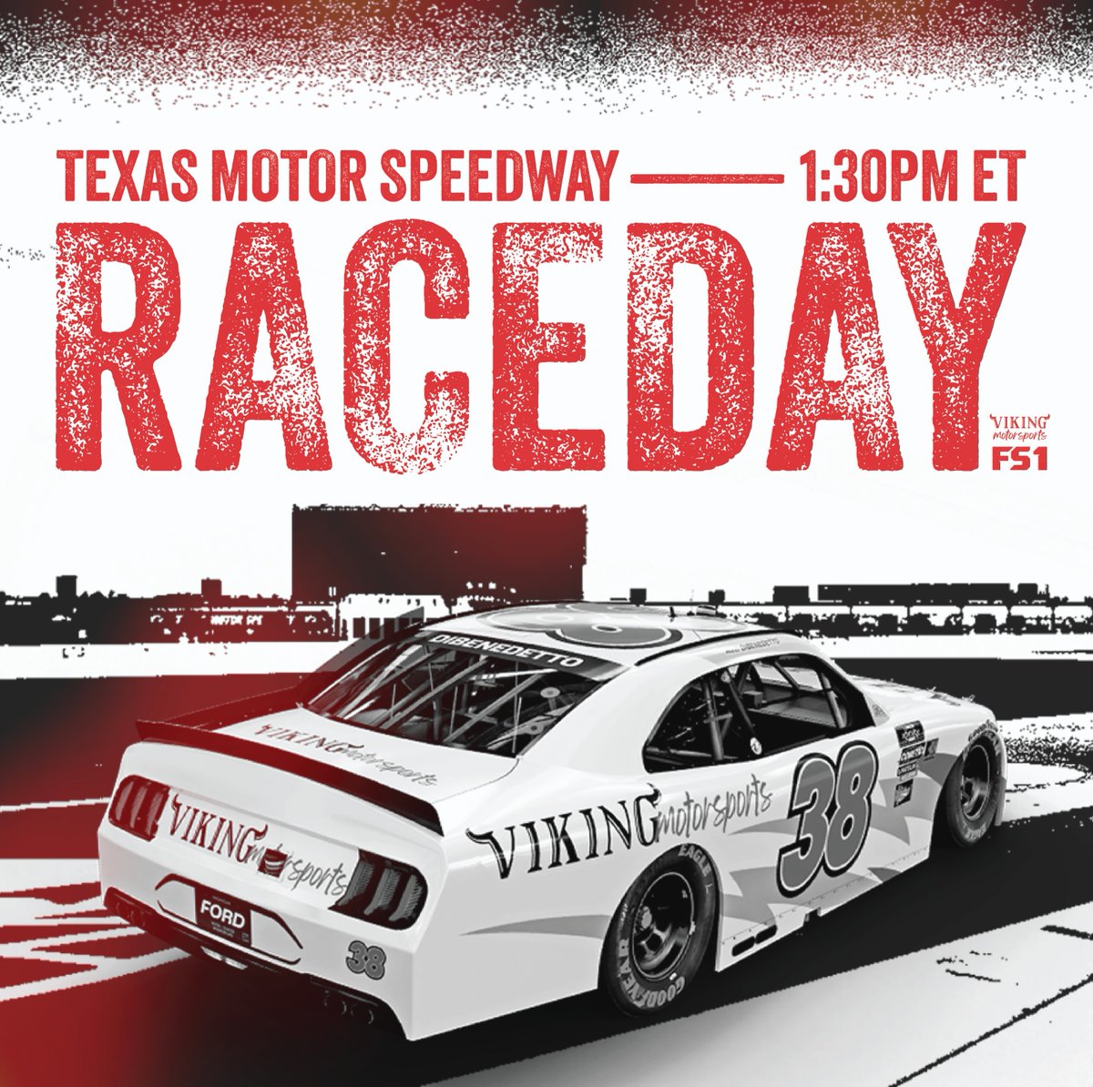 It's race day here at Texas Motor Speedway and we're pumped for the Andy's Frozen Custard 300! Who's joining us for the action? 🏁🔥 #AndysFrozenCustard300 #NASCAR #Xfinityseries #VikingMotorsports #fordperformance