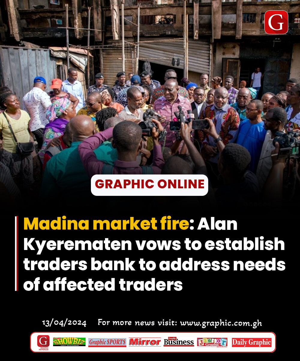 Madina market fire: Alan Kyerematen vows to establish traders bank to address needs of affected traders Read more here: graphic.com.gh/news/politics/… #GhanaNews #dailygraphic #graphiconline