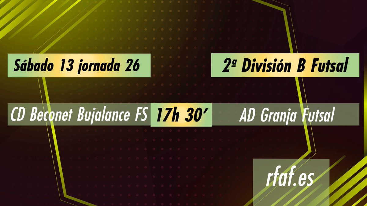 RFAF's tweet photo. ⚽️ Tarde de 𝗙𝘂́𝘁𝗯𝗼𝗹 𝗦𝗮𝗹𝗮 con 7️⃣ PARTIDAZOS desde las 16:00h
⚔️ @NazarenoDHFS 🆚 #TrianaFS
⚔️ @bujalancefs 🆚 @adgranjafutsal
⚔️ @XerezDFC_Futsal 🆚 @AvanzaFutsal
⚔️ @lospalacioscf 🆚 @_adecor
📺 En DIRECTO en https://t.co/b4rjnyEHbu y #RFAFtv https://t.co/Ej1Hd1sT73