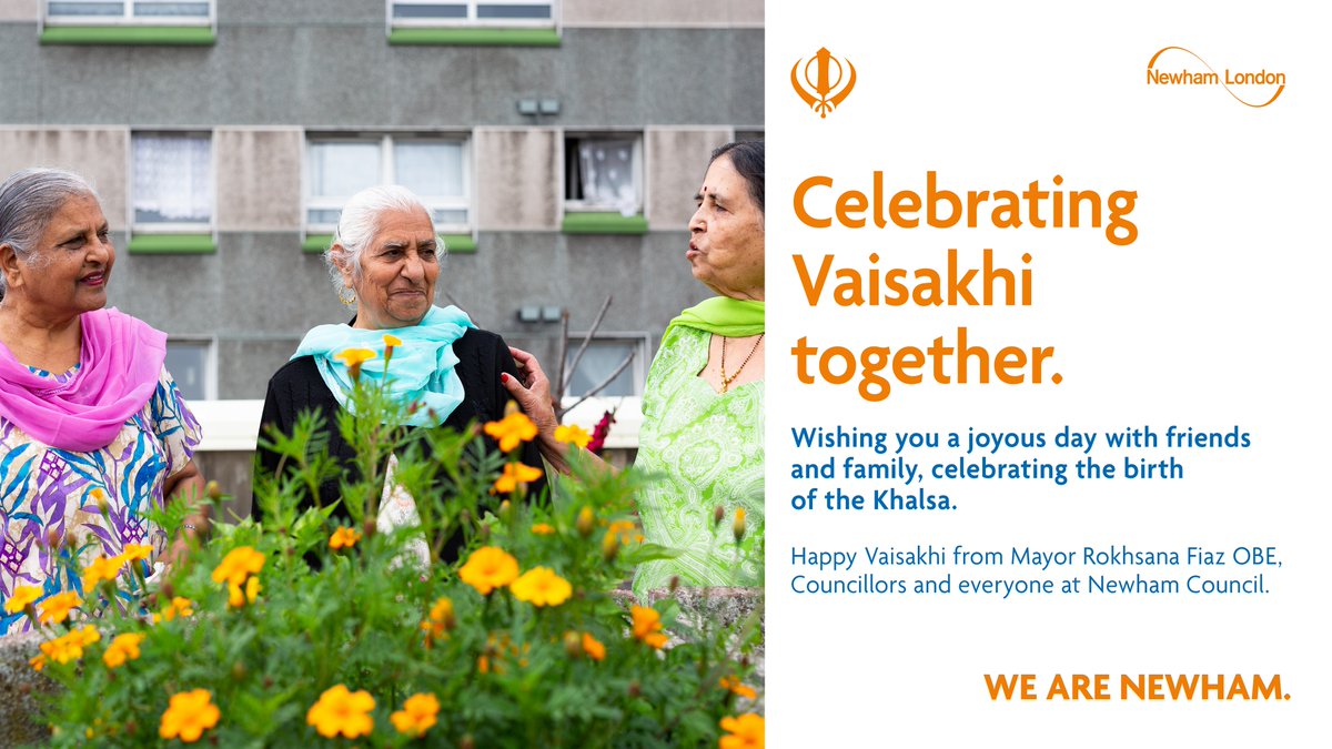 Happy Vaisakhi! On behalf of Mayor @rokhsanafiaz and everyone at Newham Council, we wish all those celebrating a joyous time marking the birth of the Khalsa. May the spirit on unity, gratitude, and community be constantly strengthened. #Vaisakhi