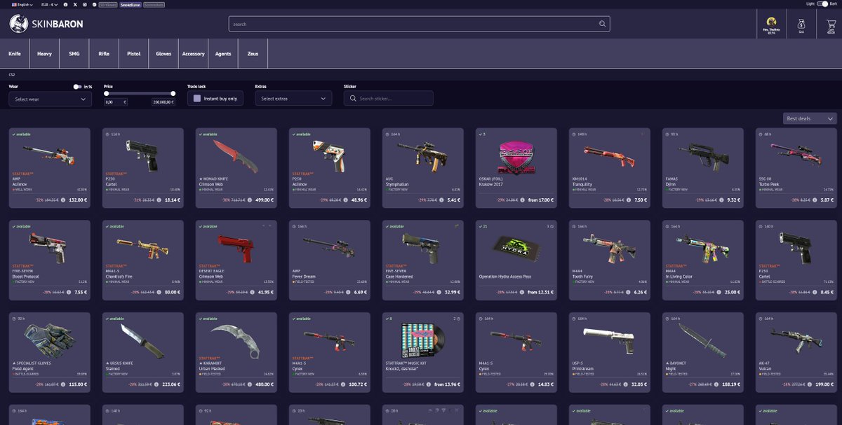 SkinBaronEN's tweet image. Pick a skin on SkinBaron and you might get a voucher to buy it 🤠