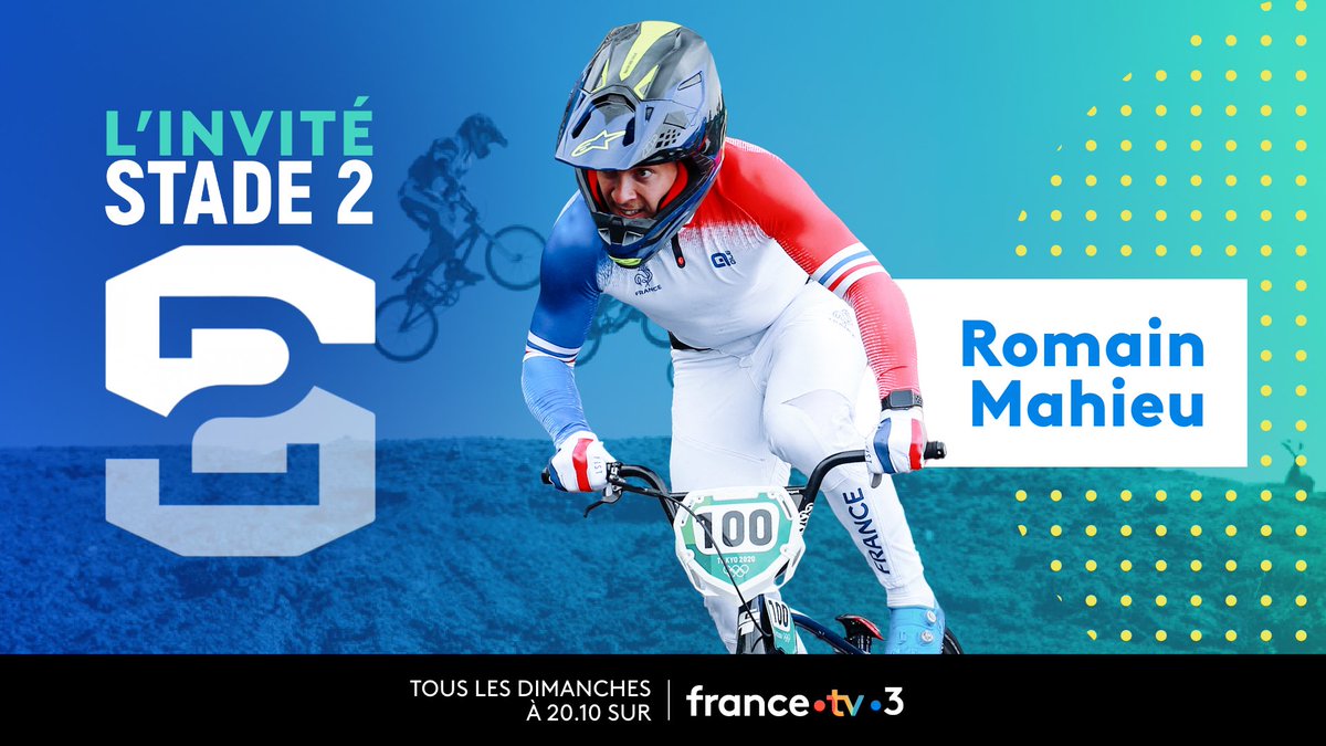 🚨#Stade2

🥇champion du monde de BMX
🥇vainqueur de la coupe du monde

🚴🏻le rider @Romainmahieubmx est l’invité exceptionnel de l’émission 

📌 dimanche 14/4
▶️ 20h10
🖥️ #france3

Avec 🎙️@cecilegres & l’équipe @francetvsport